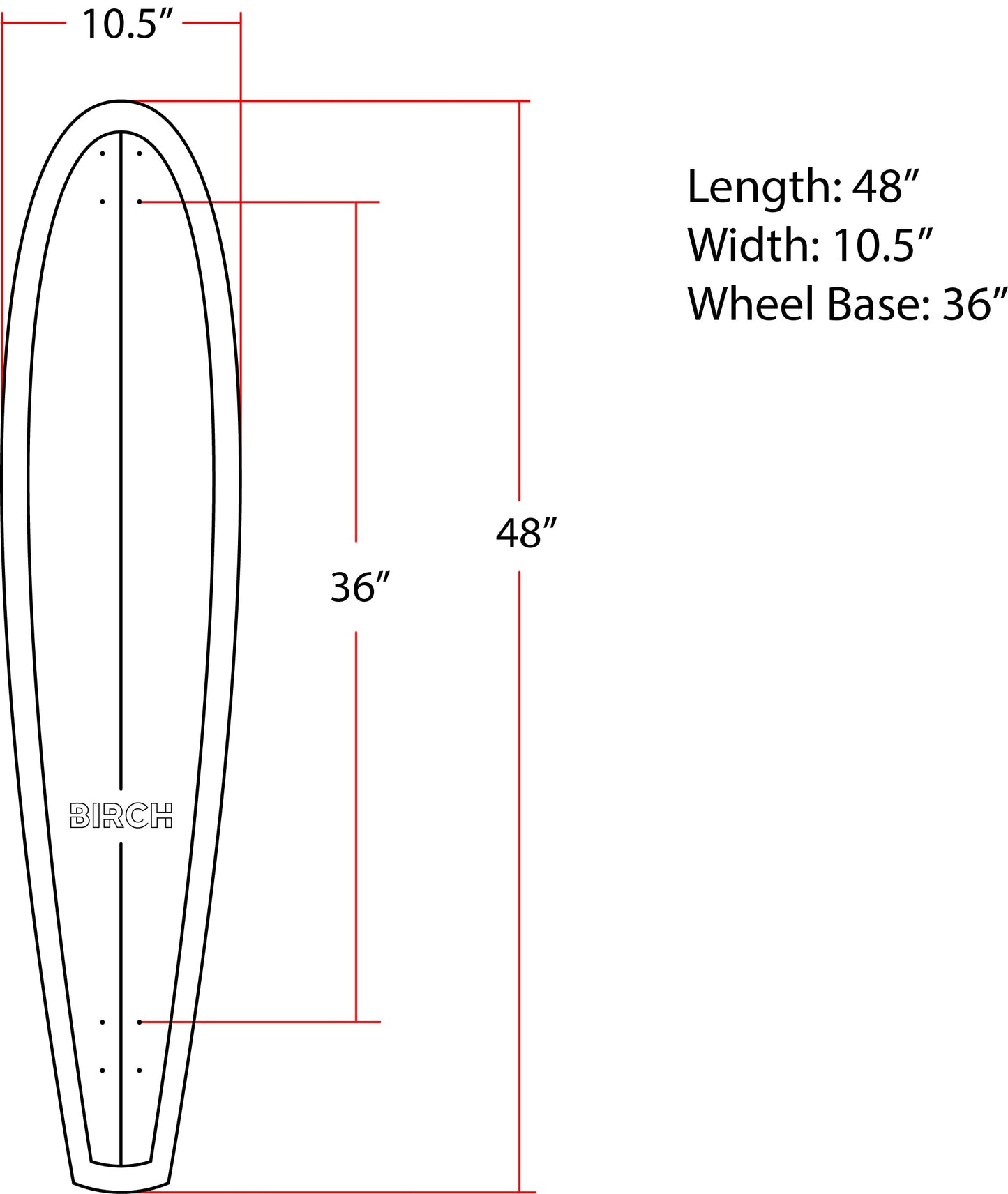BIRCH 48" Classic Cruiser: Classic Retro Longboard Skateboard