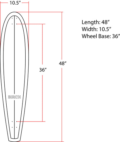BIRCH 48" Classic Cruiser: Classic Retro Longboard Skateboard