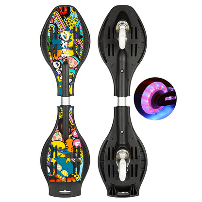 Caster Board 2 Wheel Pivoting Skateboard with 360-degree Casters